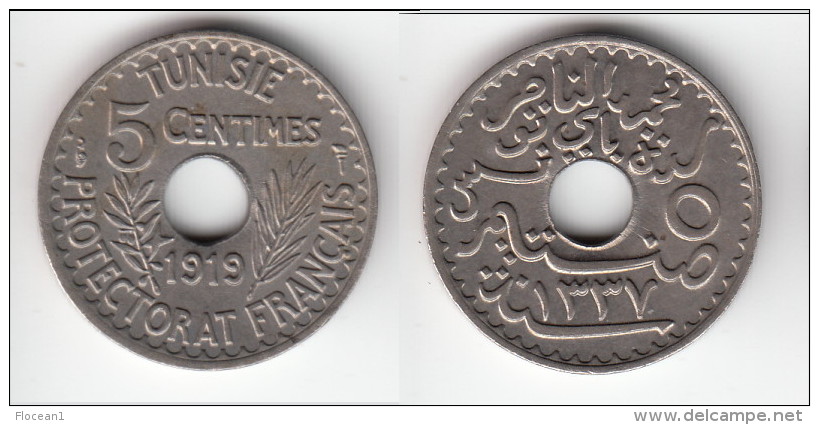 QUALITE ****  TUNISIE - TUNISIA - 5 CENTIMES 1919 **** EN ACHAT IMMEDIAT !!! - Tunisie