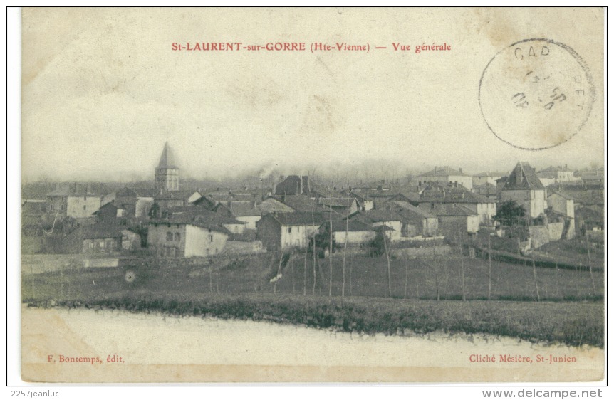 CP 87 St Laurent Sur Gorre Vue Générale  1908 - Saint Laurent Sur Gorre