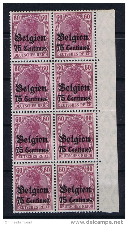 Deutsche Reich: Mi. 6 MNH/** Belgien 8-block Bogenrand - Besetzungen 1914-18