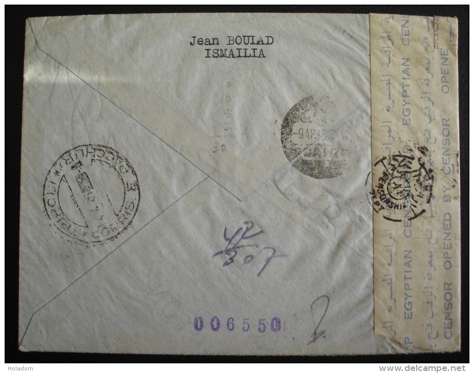 EGYPTE / MARCOPHILIE / Enveloppe De 1945 Pour Alger- 1 Bande Et Un Cachet De Contrôle - Covers & Documents