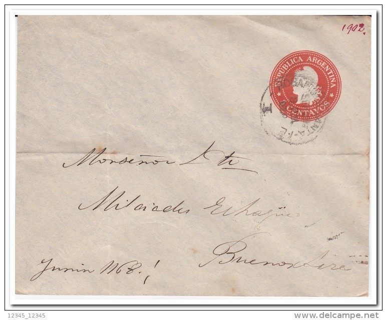 Argentinie 1902, 5 Centavos Prepayed Envelope - Entiers Postaux