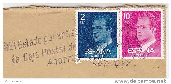 1978 Air Mail SPAIN COVER Stamps SLOGAN Pmk STATE GUARANTEES  POSTAL BANK Post Office Savings Bank Banking Finance - Poste