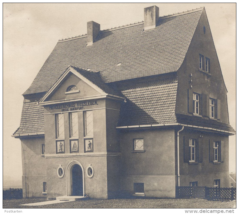 ALTE POSTKARTE ROSSLEBEN IN THÜRINGEN JUGENDHEIM MITTELELBEHAUS Jugendherberge DJH Youth Hostal Kinderheim Architecture - Rossleben