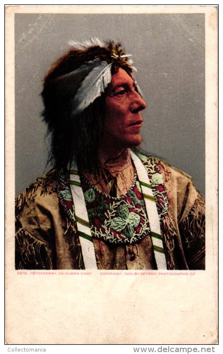 ETNISCH    3 PC  Ojibwa Chief   Obtossaway   Stoney Tribe     Canada Stamp - Indianer