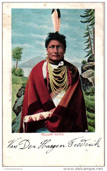 ETNISCH     2 PC  Yellow Hawk  1904  Chief Thunderbird - Indiaans (Noord-Amerikaans)