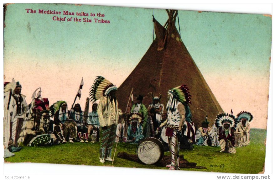 ETNISCH    3 PC  Chief Healy And Braves   Medicine Man    Maximo Und Bartolo Letzen Lebenden Azteken - Native Americans