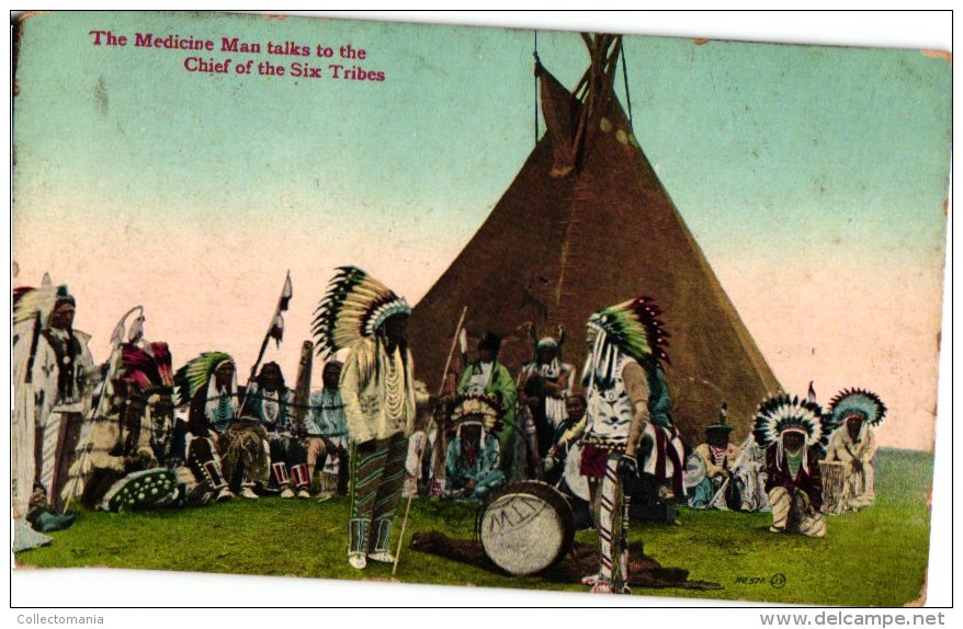 ETNISCH    3 PC  Chief Healy And Braves   Medicine Man    Maximo Und Bartolo Letzen Lebenden Azteken - Indiaans (Noord-Amerikaans)