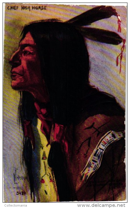 ETNISCH    3 PC    Chief High Horse   Fighting Wolf  Minnehaha  White Tail Ponca   Not Afraid Of Pawnee - Indios De América Del Norte