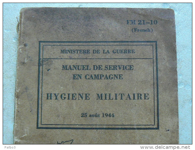 Livre US TM FM Technical Manuel Traduction Francaise HYGIENE MILITAIRE Daté 1944 - 1939-45