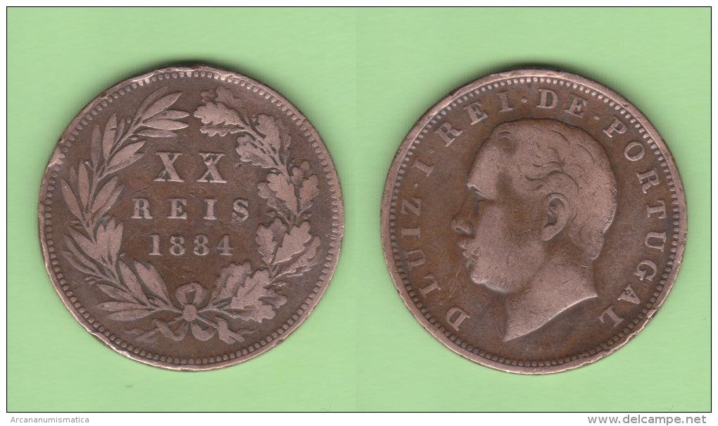 PORTUGAL  (D.Luis I 1861-1889)  XX  Reis 1.884  Bronce KM#527   MBC/VF   DL-10.741 - Portogallo