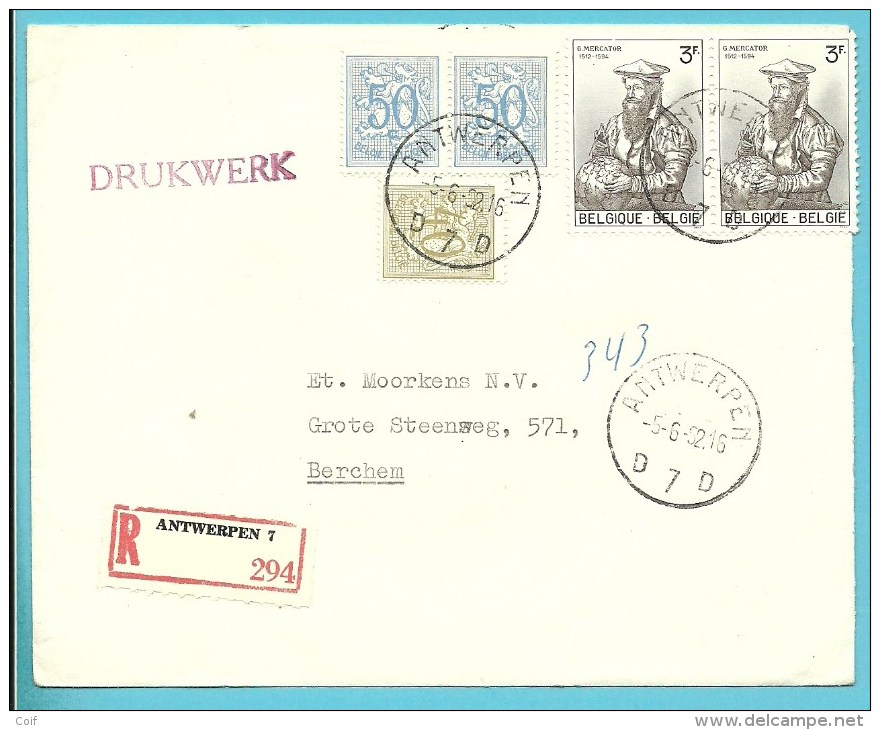 853+854+1213 Op DRUKWERK (Imprime) - Aangetekend Met Stempel ANTWERPEN - 1951-1975 León Heráldico