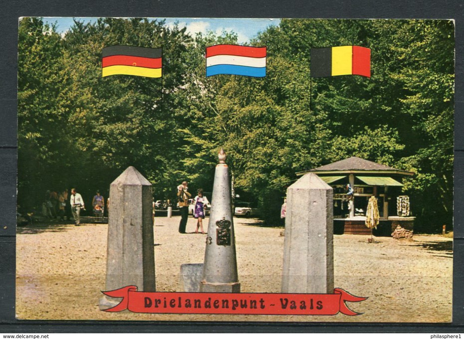 Drielandenpunt - Vaals / Flaggen - Gel. 1980 - Nr. F 412  Van Leer's Fotodrukindustrie B.V. Amsterdam - Vaals