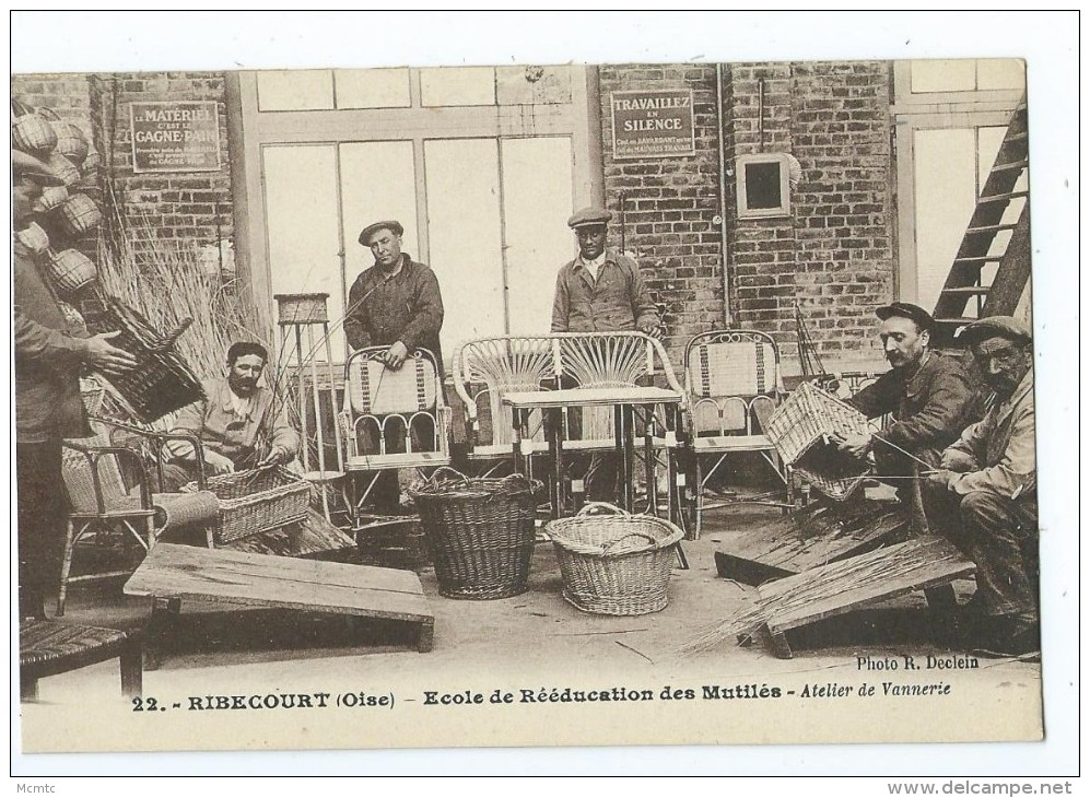 CPA - Ribecourt - Ecole De Rééducation Des Mutilés - Atelier  De Vannerie - Ribecourt Dreslincourt