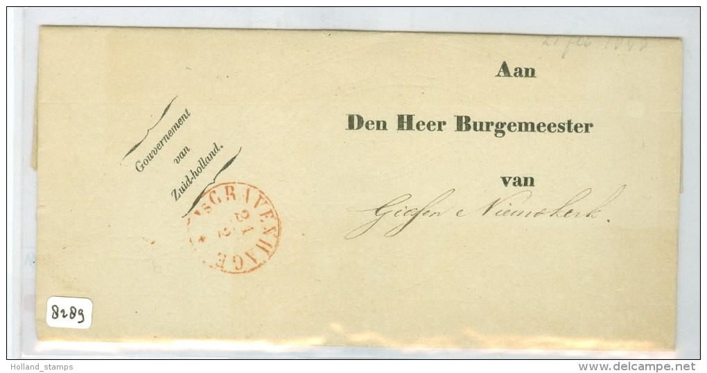 BRIEFOMSLAG ZONDER JAARTAL Van DEN HAAG Aan De BURGEMEESTER Te GIESSEN NIEUWKERK (8289) - ...-1852 Préphilatélie