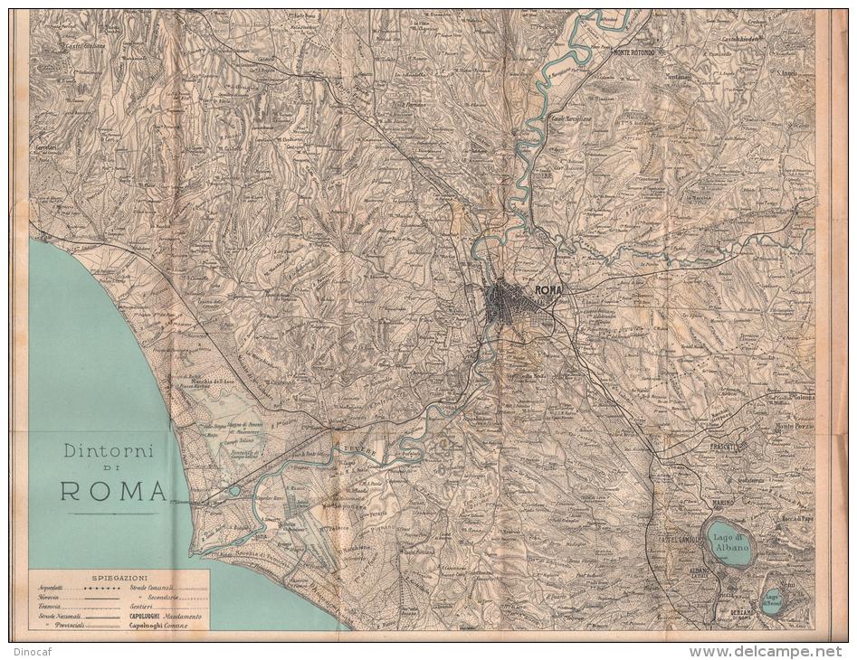 Roma, Dintorni PIANTA DEL *1903*, 40 Cm Originale, A Colori, Per Il Vostro Studio Da Incorniciare Ferrovia - Stampe & Incisioni