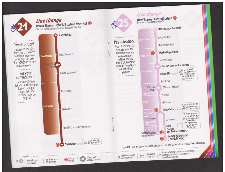 1 BOOKLET PAMPHLET FOR THE JERUSALEM BUS & LIGHT TRAIN TRANSPORTATION  - CHANGES AND IMPROVEMENTS TO BUS LINES- 25 PAGES - World