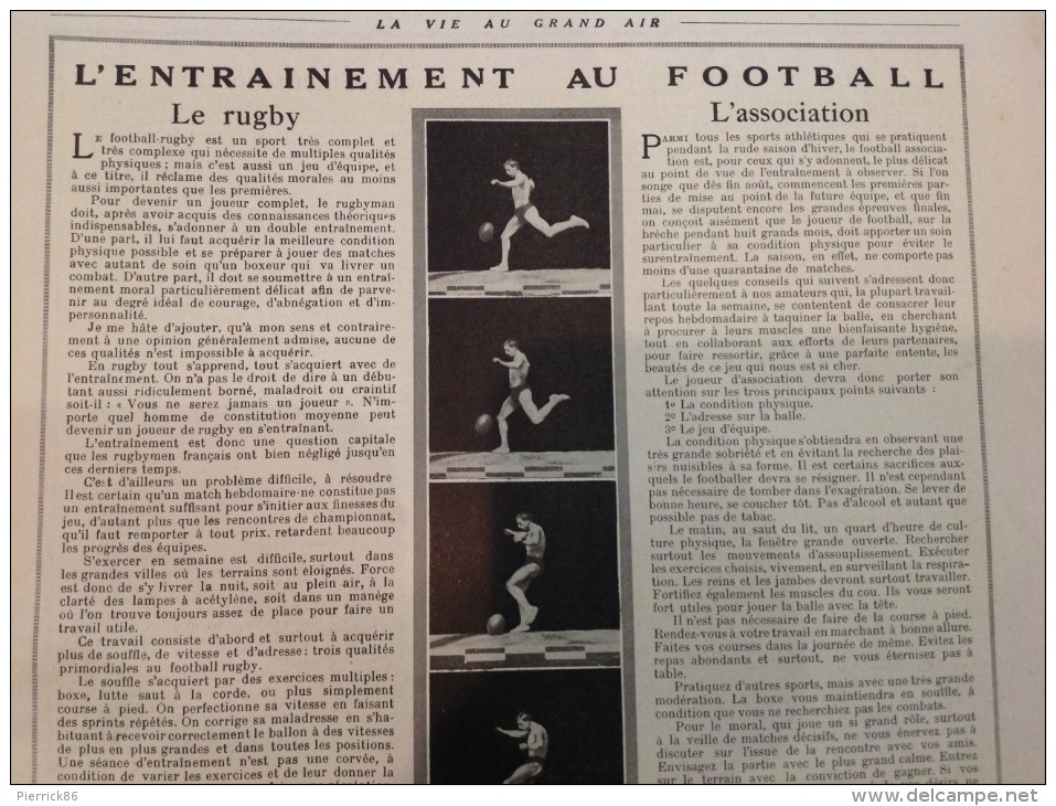 1913 LA VIE AU GRAND AIR N° 768 Numéro Spécial  " l'entraînement dans tous les sports "