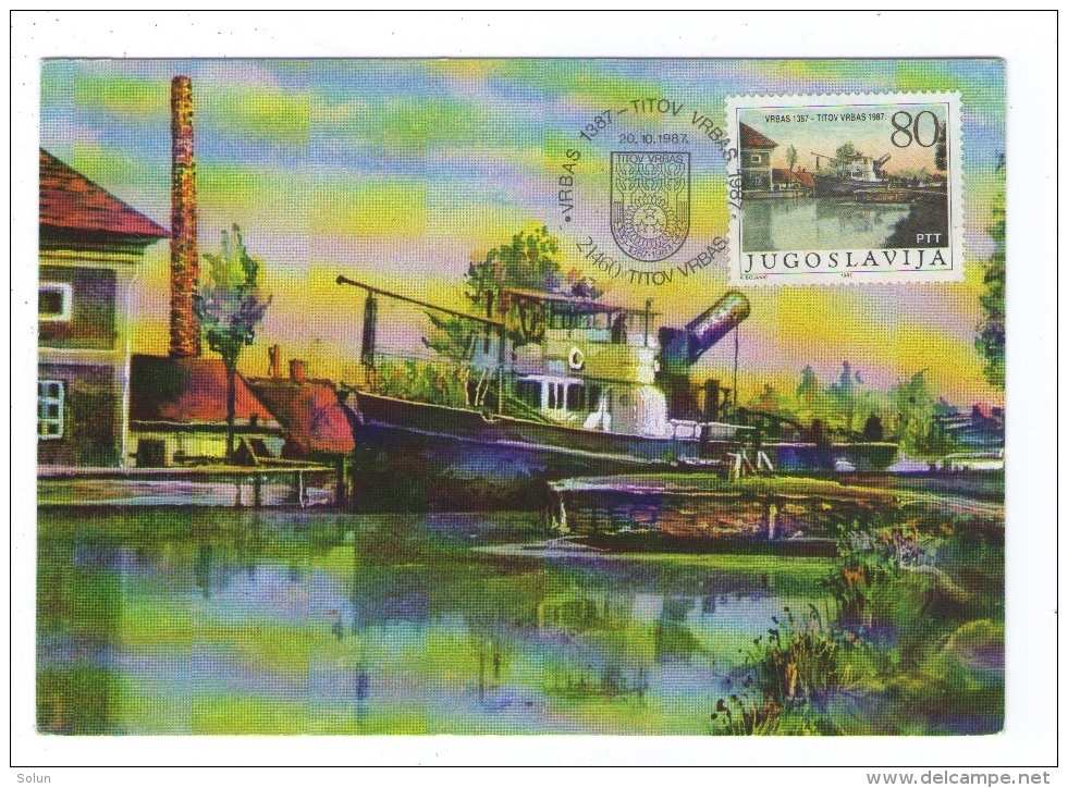 JUGOSLAVIJA MK MC MAXIMUM CARD 1987 TITOV VRBAS   SHIP BOAT - Cartes-maximum