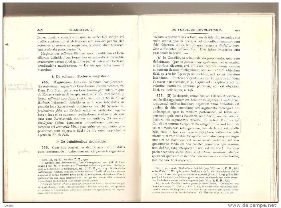 DE RELIGIONE , De CHRISTO LEGATO DE ECCLESIA De FONTIBUS REVELATIONIS   EN L ETAT Voir Détail - Livres Anciens