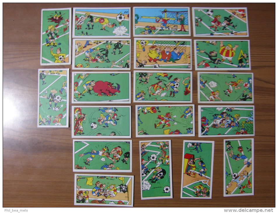 FOOT STICKER FRANCE PANINI FOOTBALL 77 N°211 à 229 - LOT 19 STICKERS HUMOUR - ETAT EXCELLENT DOS D´ORIGINE - Edition Française