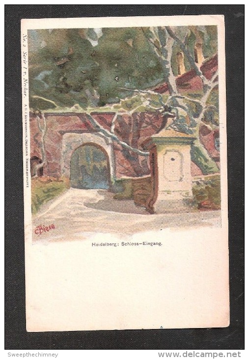 Heidelberg Schloss EINGANG ART DRAWN   POSTCARD   Germany   Baden-Wurttemberg - Heidelberg