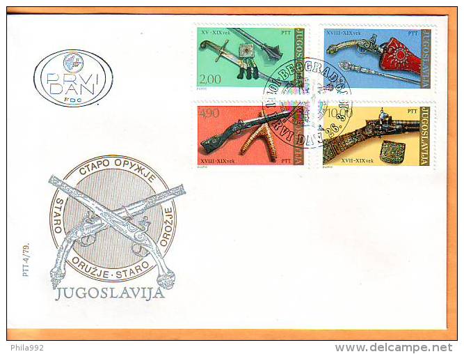 Yugoslavia 1979 Y FDC Museum Exhibits Old Weapons Mi No 1780-83 Postmark  26.03.1979. - FDC