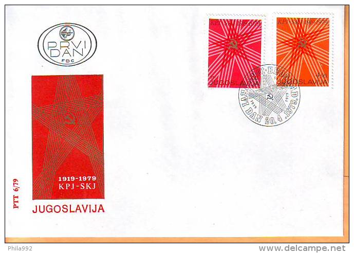 Yugoslavia 1979 Y FDC Communists Unions Anniversaries Mi No 1784-85 Postmark  20.04.1979. - FDC