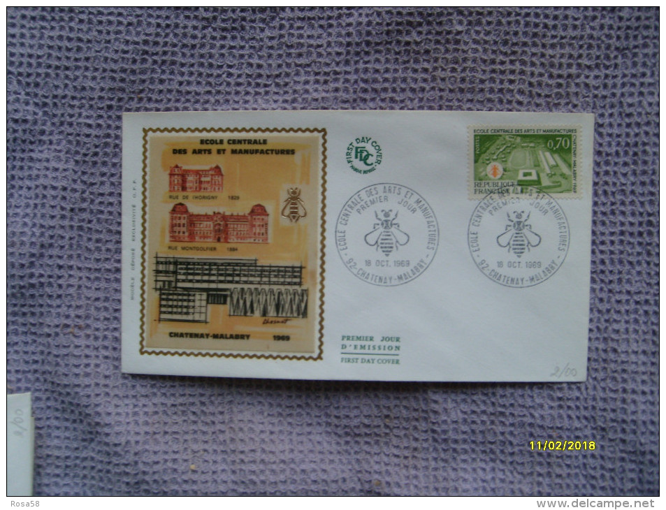 18 Oct 1969  Busta Primo Giorno First Day Cover Ecole Centrale Arts Et Manifactures - Andere & Zonder Classificatie