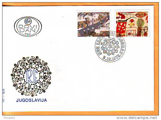 Yugoslavia 1979 Y FDC Children Joy Of Europe Mi No 1804-05 Postmark Beograd 02.10.1979. - FDC