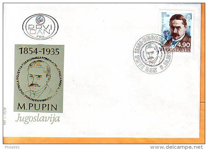 Yugoslavia 1979 Y FDC Famous Persons Mihailo Idvorsky Pupin  Mi No 1806 Postmark Beograd 09.10.1979. - FDC