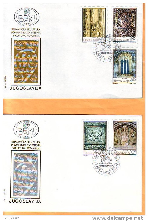 Yugoslavia 1979 Y FDC Art Roman Sculptures  Mi No 1809-13 Postmark Beograd 28.11.1979. - FDC