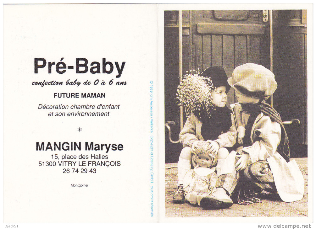 Petit Calendrier 1991 - Enfants - Magasin Pré-Baby 51300 VITRY LE FRANCOIS - Klein Formaat: 1991-00