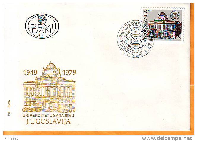 Yugoslavia 1979 Y FDC Sarajevo University 30th Ann.  Mi No 1814 Postmark Beograd 01.12.1979. - FDC