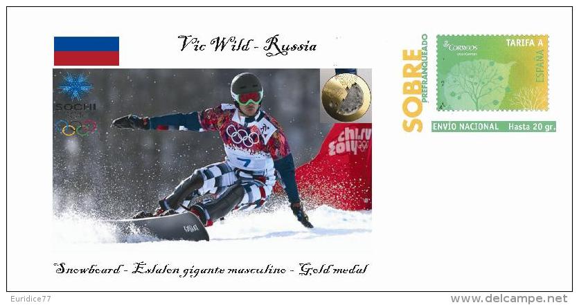 Spain 2014 - XXII Olimpics Winter Games Sochi 2014 Gold Medals Special Prepaid Cover - Vic Wild - Winter 2014: Sochi