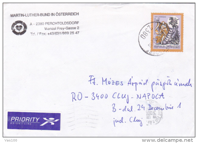 FAIRY TALE, MAIDEN, KNIGHT, STAMPS ON COVER, 2000, AUSTRIA - Storia Postale