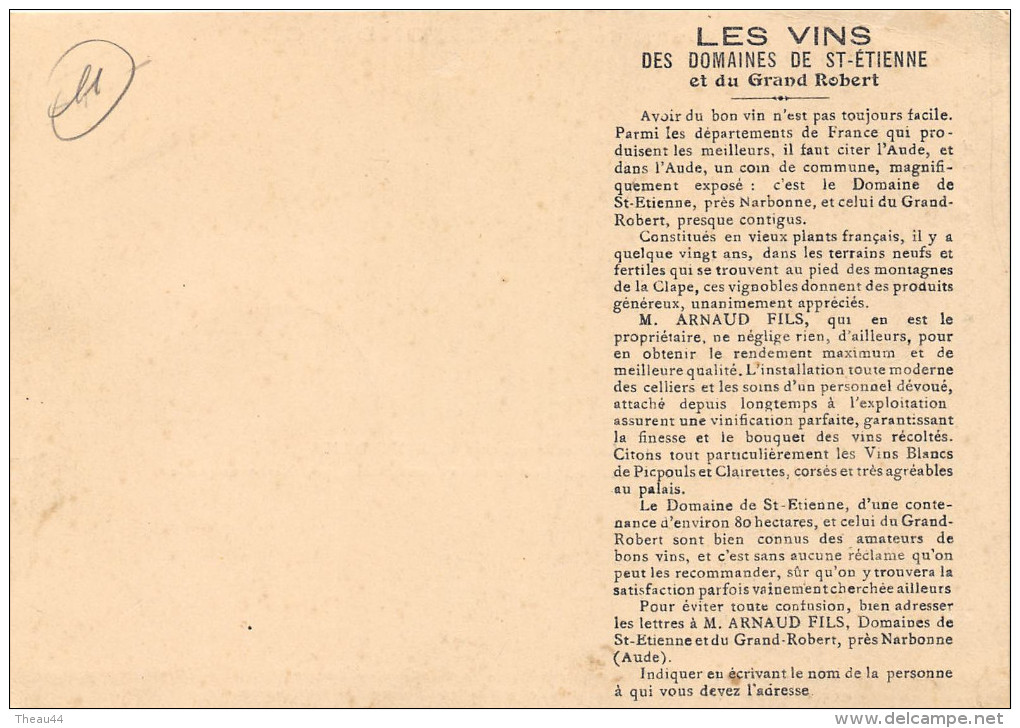 ¤¤  - Les Vendanges Chez M. ARNAUD FILS Propriétaire Des Domaines De St-Etienne Et Du Grand-Robert   -  ¤¤ - Other & Unclassified