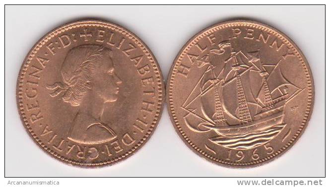 GRAN  BRETAÑA   1/2  PENNY  1.965  BRONCE  KM#896   SC/UNC   T-DL-10.229 - 1/2 Penny & 1/2 New Penny