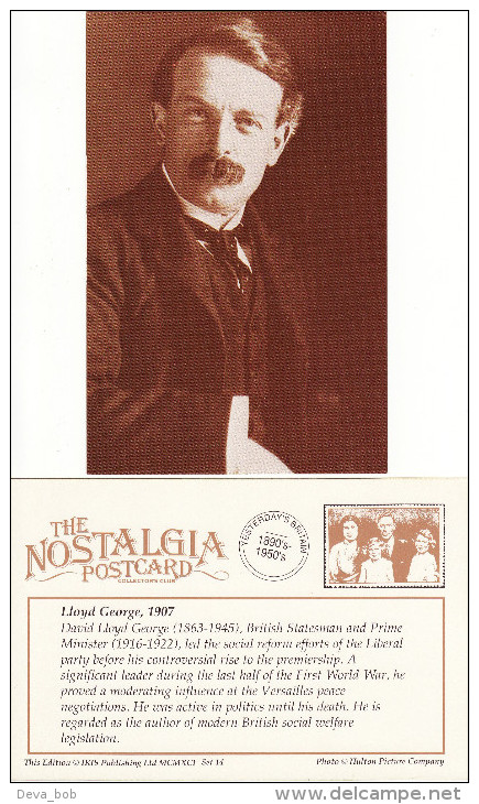 Postcard David Lloyd George 1907 Liberal MP British WW1 Prime Minister Nostalgia Repro - People