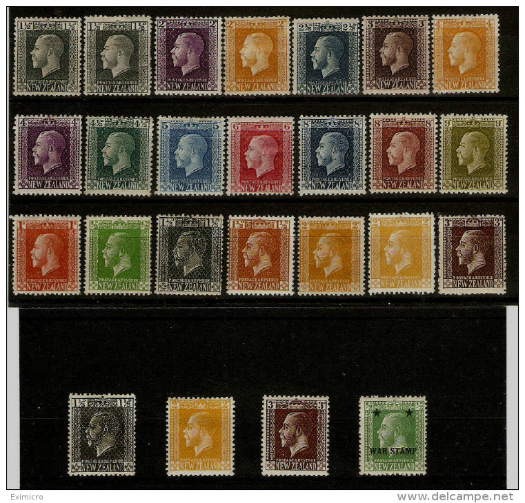 NEW ZEALAND 1915 - 1930 ALL DIFFERENT KING GEORGE V MOUNTED MINT. HUGE CATALOGUE VALUE. - Unused Stamps