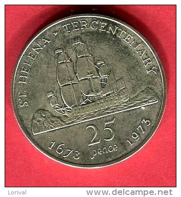 TRICENTENAIRE 1673 1973 25 PENCE TTB/SUP 42 - Sint-Helena