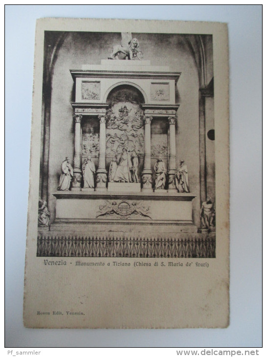 AK / Bildpostkarte 1906 Venezia Monumento A Tiziano (Chiesa Di S. Maria De'Frari) Rosen Edit. Venezia Gelaufen Nach Kiel - Venezia