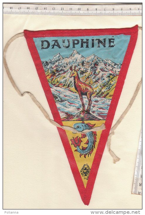 BN005 - BANDIERINA SOUVENIR IN TELA Anni '50 - FRANCIA - DAUPHINE - COL DU MONTGENEVRE - MONGINEVRO - Altri & Non Classificati