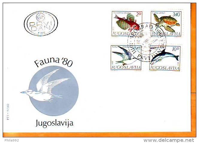 Yugoslavia 1980 Y FDC  Fauna Animals Mi No 1834-37 Postmark Beograd 24.05.1980. - FDC