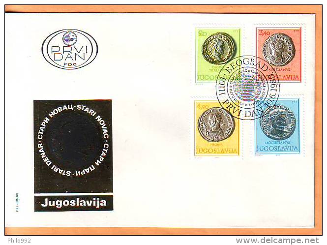 Yugoslavia 1980 Y FDC  Museum Exhibits Coins Mi No 1838-41 Postmark Beograd 10.06.1980. - FDC