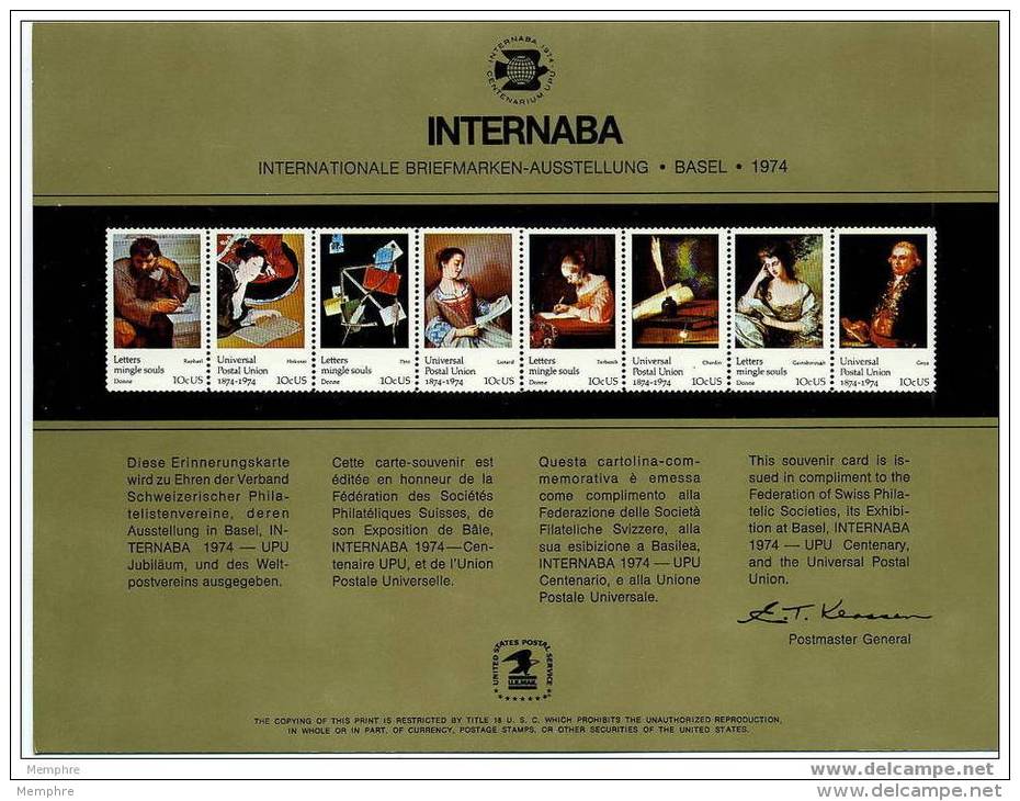 1974 INTERNABA - Basel, Switzerland   USPS Official Souevnir Card - Recordatorios