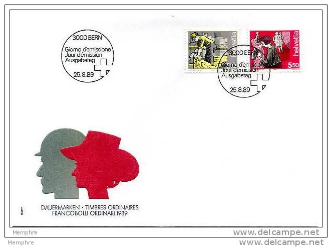 1989  FDC Maçon, Tailleuse  Mi Nr 1402-3 - FDC