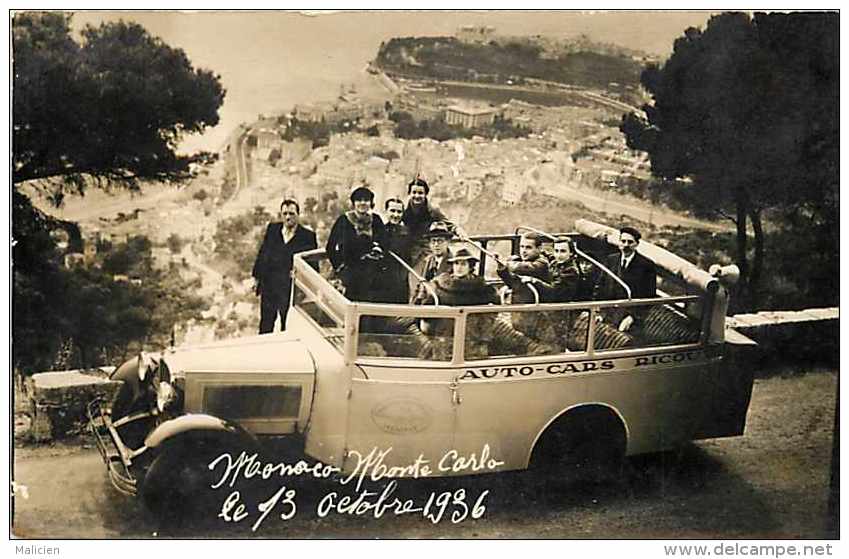 REF 596- Carte Photo -autocar -auto-cars -monaco -monte Carlo Octobre 1936  -carte Bon Etat  - - Autres & Non Classés