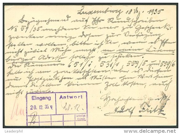 LUXEMBOURG TO GERMANY Postal Stationery 1935 VF - Ganzsachen