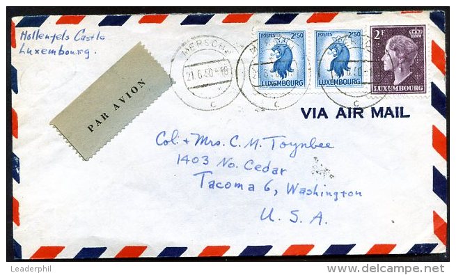 LUXEMBOURG TO USA MERSCH Cancel On Air Mail Cover 1950 VF - Ganzsachen