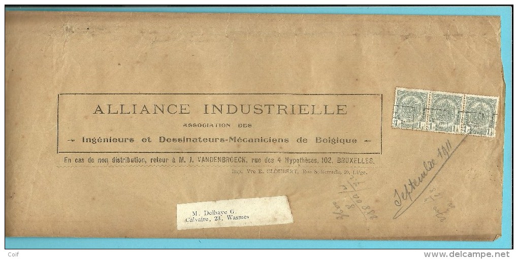 81 Met Preo LIEGE 1911 Op IMPRIME  (manchon) - Roulettes 1910-19